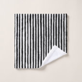 Retro Stripe Patroon Verticaal zwart-wit BW Bad Handdoek (Wasdoekje)
