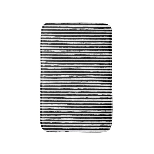 Retro Stripe Patroon Verticaal zwart-wit BW Badmat (Voorkant Verticaal)