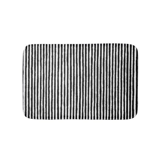 Retro Stripe Patroon Verticaal zwart-wit BW Badmat (Voorkant)