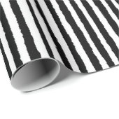 Retro Stripe Patroon Verticaal zwart-wit BW Cadeaupapier (Rol Hoek)