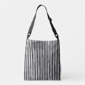 Retro Stripe Patroon Verticaal zwart-wit BW Crossbody Tas (Achterkant)