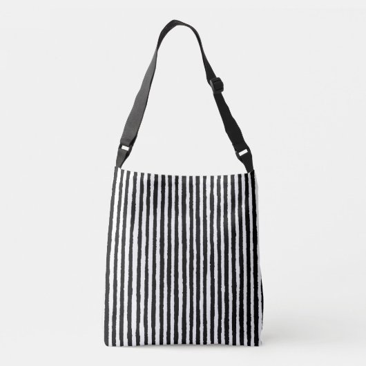 Retro Stripe Patroon Verticaal zwart-wit BW Crossbody Tas (Achterkant)
