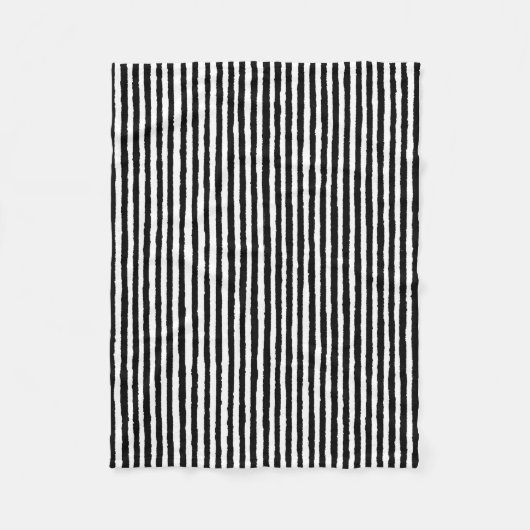 Retro Stripe Patroon Verticaal zwart-wit BW Fleece Deken (Voorkant)
