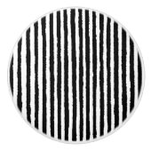 Retro Stripe Patroon Verticaal zwart-wit BW Keramische Knop (Voorkant)