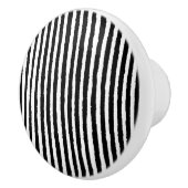 Retro Stripe Patroon Verticaal zwart-wit BW Keramische Knop (Rechts)