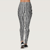 Retro Stripe Patroon Verticaal zwart-wit BW Leggings (Achterkant)