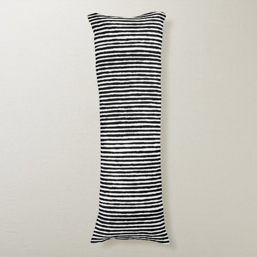 Retro Stripe Patroon Verticaal zwart-wit BW Lichaamskussen (Voorkant Verticaal)