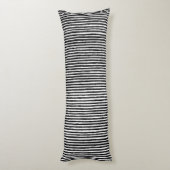 Retro Stripe Patroon Verticaal zwart-wit BW Lichaamskussen (Achterkant (Verticaal))