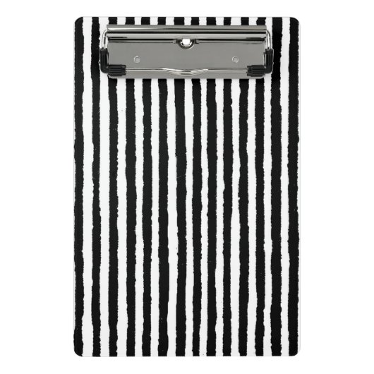 Retro Stripe Patroon Verticaal zwart-wit BW Mini Klembord (Voorkant)