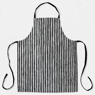 Retro Stripe Patroon Verticaal zwart-wit BW Schort