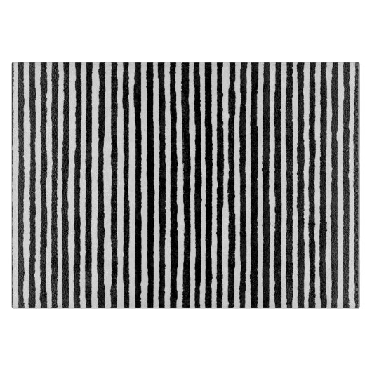 Retro Stripe Patroon Verticaal zwart-wit BW Snijplank (Voorkant)