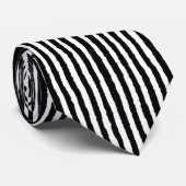 Retro Stripe Patroon Verticaal zwart-wit BW Stropdas (Opgerold)