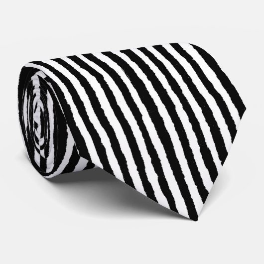 Retro Stripe Patroon Verticaal zwart-wit BW Stropdas (Opgerold)