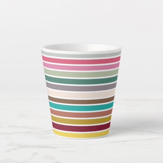 Retro Stripe Pattern Latte Mok (Voorkant)