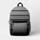 Retro Stripe Pattern Zwart Grijs vibe Bedrukte Rugzak (Voorkant)