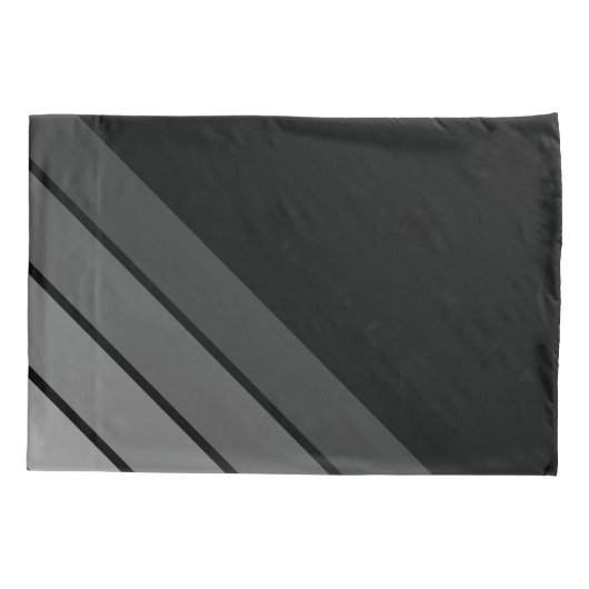 Retro Stripe Pattern Zwart Grijs  vibe Kussensloop (Achterkant)