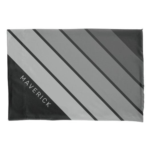 Retro Stripe Pattern Zwart Grijs vibe Kussensloop (Voorkant)