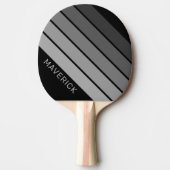 Retro Stripe Pattern Zwart Grijs vibe Tafeltennisbatje (Voorkant)