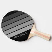 Retro Stripe Pattern Zwart Grijs vibe Tafeltennisbatje (Zijkant)