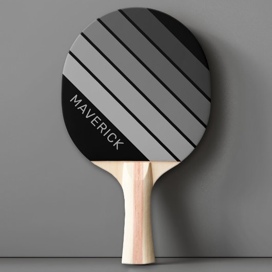 Retro Stripe Pattern Zwart Grijs vibe Tafeltennisbatje