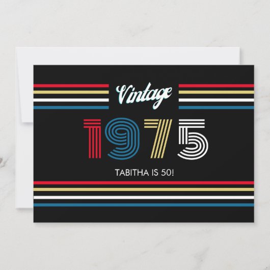  Retro Stripe Primaire Kleuren 1975 Kaart (Voorkant)