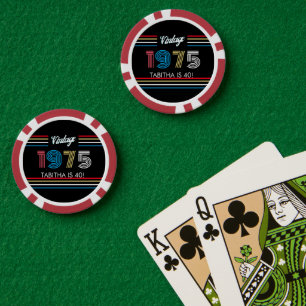 Retro Stripe Primaire Kleuren 1975 Poker Chips