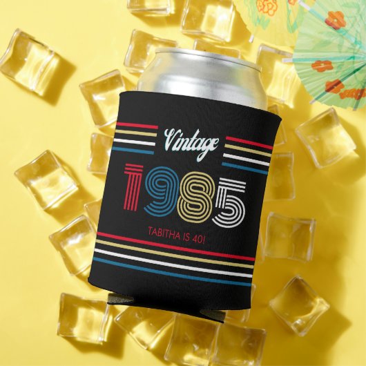 Retro Stripe Primaire Kleuren 1985 Blikjeskoeler (Insitu Zomer)