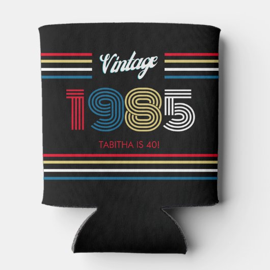  Retro Stripe Primaire Kleuren 1985 Blikjeskoeler (Achterkant)