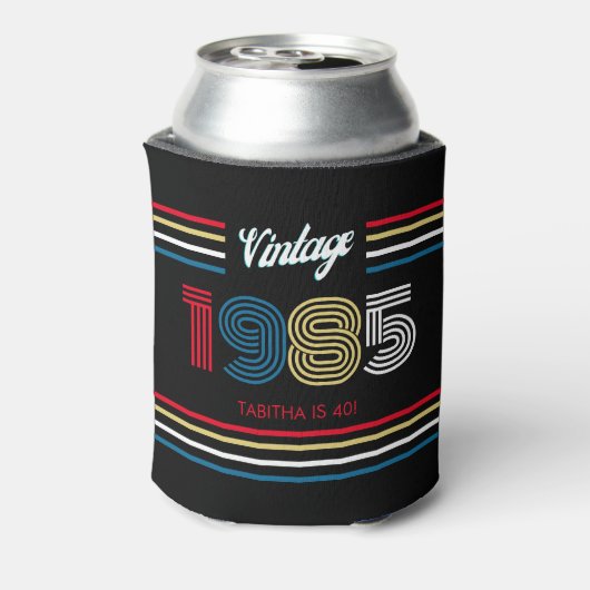  Retro Stripe Primaire Kleuren 1985 Blikjeskoeler (Blikje Achterkant)