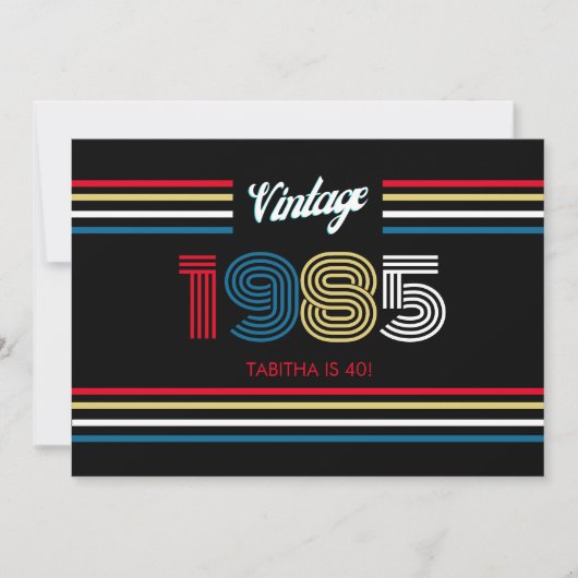  Retro Stripe Primaire Kleuren 1985 Kaart (Voorkant)