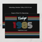 Retro Stripe Primaire Kleuren 1985 Kaart (Voorkant / Achterkant)