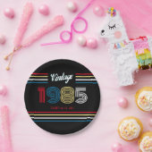  Retro Stripe Primaire Kleuren 1985 Papieren Bordje (Feest)