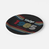  Retro Stripe Primaire Kleuren 1985 Papieren Bordje (Gekanteld)