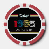 Retro Stripe Primaire Kleuren 1985 Poker Chips (Voorkant)