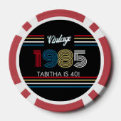 Retro Stripe Primaire Kleuren 1985 Poker Chips (Achterkant)