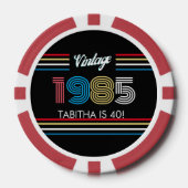 Retro Stripe Primaire Kleuren 1985 Poker Chips (Voorkant)