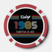 Retro Stripe Primaire Kleuren 1985 Poker Chips (Achterkant)