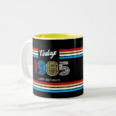  Retro Stripe Primaire Kleuren 1985 Tweekleurige Koffiemok (Voorkant links)