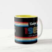  Retro Stripe Primaire Kleuren 1985 Tweekleurige Koffiemok (Voorkant rechts)