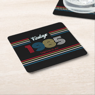 Retro Stripe Primaire kleuren Kartonnen Onderzetters