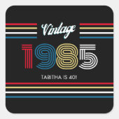 Retro Stripe Primaire kleuren Vierkante Sticker (Voorkant)