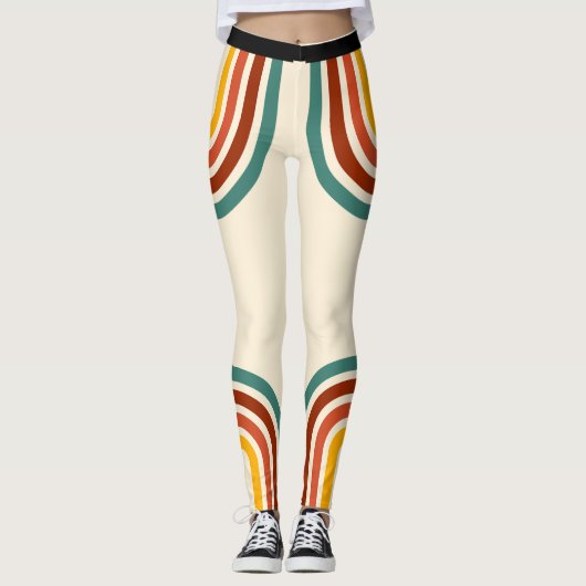 Retro Stripe Rainbow  Leggings (Voorkant)