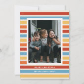 Retro Stripe Rood, Geel en Blauw Foto Kerstmis Feestdagenkaart (Voorkant)