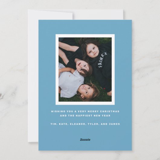 Retro Stripe Rood, Geel en Blauw Foto Kerstmis Feestdagenkaart (Achterkant)