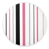 Retro Stripe roze zwarte grijze keramische knop (Voorkant)