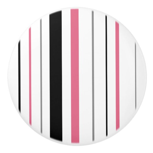 Retro Stripe roze zwarte grijze keramische knop (Voorkant)