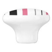 Retro Stripe roze zwarte grijze keramische knop (Zijkant)
