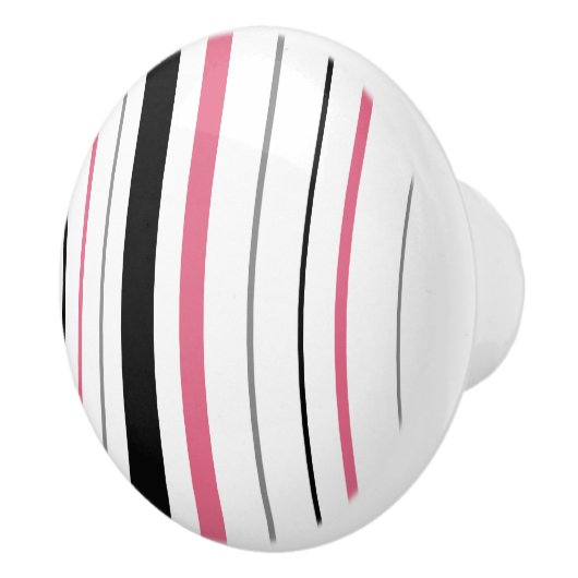 Retro Stripe roze zwarte grijze keramische knop (Rechts)