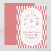 Retro stripe soft pink typography Bridal Shower Kaart (Voorkant / Achterkant)