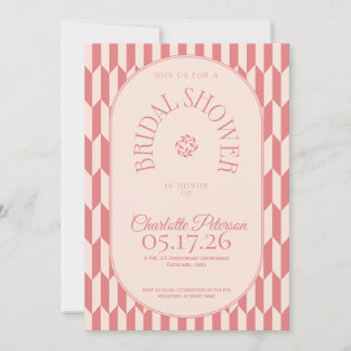 Retro stripe soft pink typography Bridal Shower Kaart
